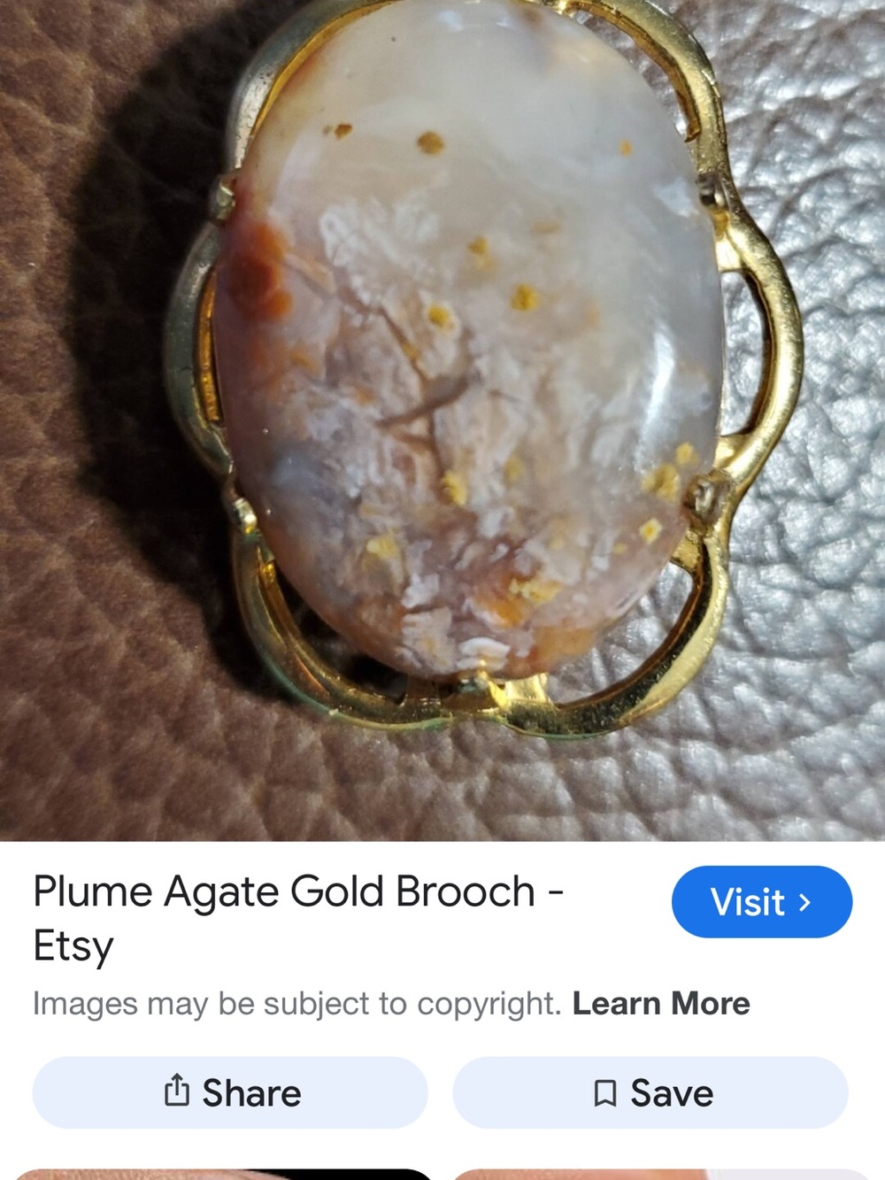 Gold-Tone Brown & Cream Agate Pendant Necklace - Picture 5 of 7